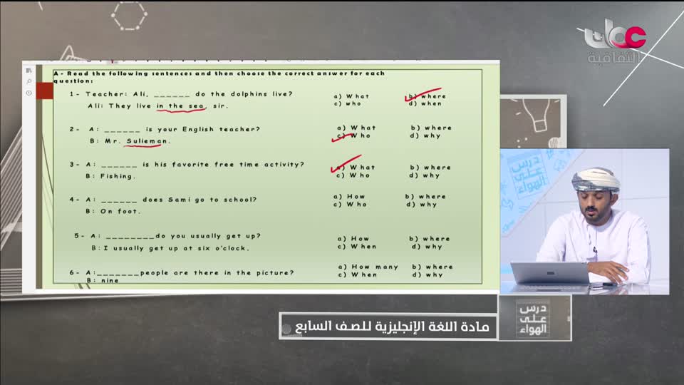 الصف السابع - الفصل الدراسي الأول 2021-2022- الثلاثاء 28 ديسمبر 2021م - اللغة الإنجليزية