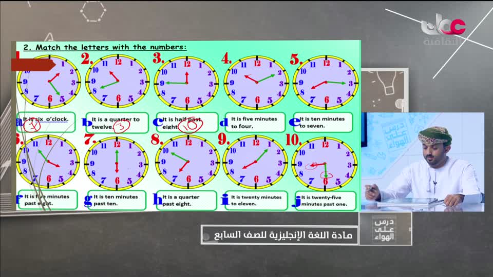 الصف السابع - الفصل الدراسي الأول 2021-2022 - الثلاثاء 22 فبراير 2022م - اللغة اللإنجليزية