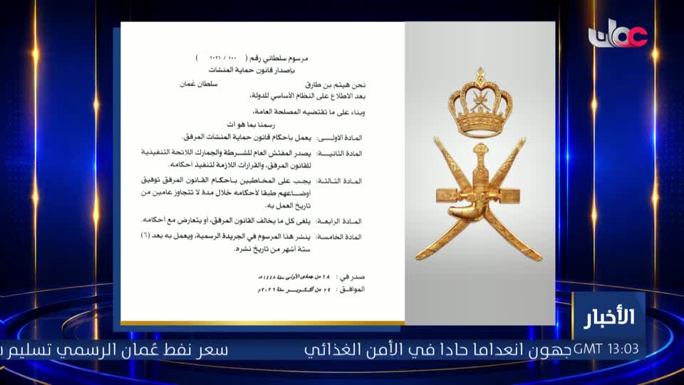 مراسيم سلطانية - رقم 99 ، 100 ، 101 /2026 - الخميس 29 أكتوبر 2026م
