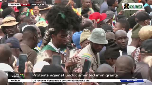  June 30 I March and March leader Jacinta Ngobese-Zuma addresses the marchers