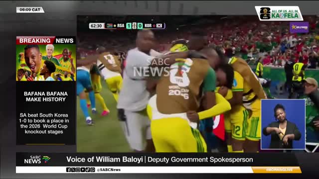 SA govt congratulates Bafana on qualifying for last 32