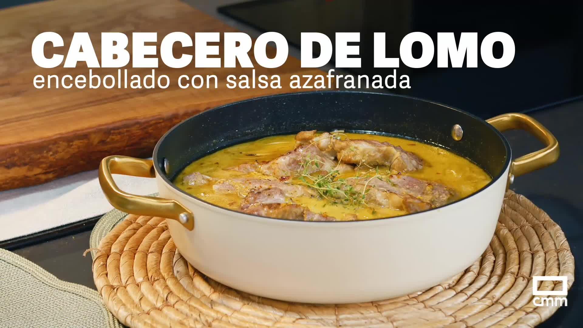 Receta de cabecero de lomo encebollado y alubias salteadas con verduras